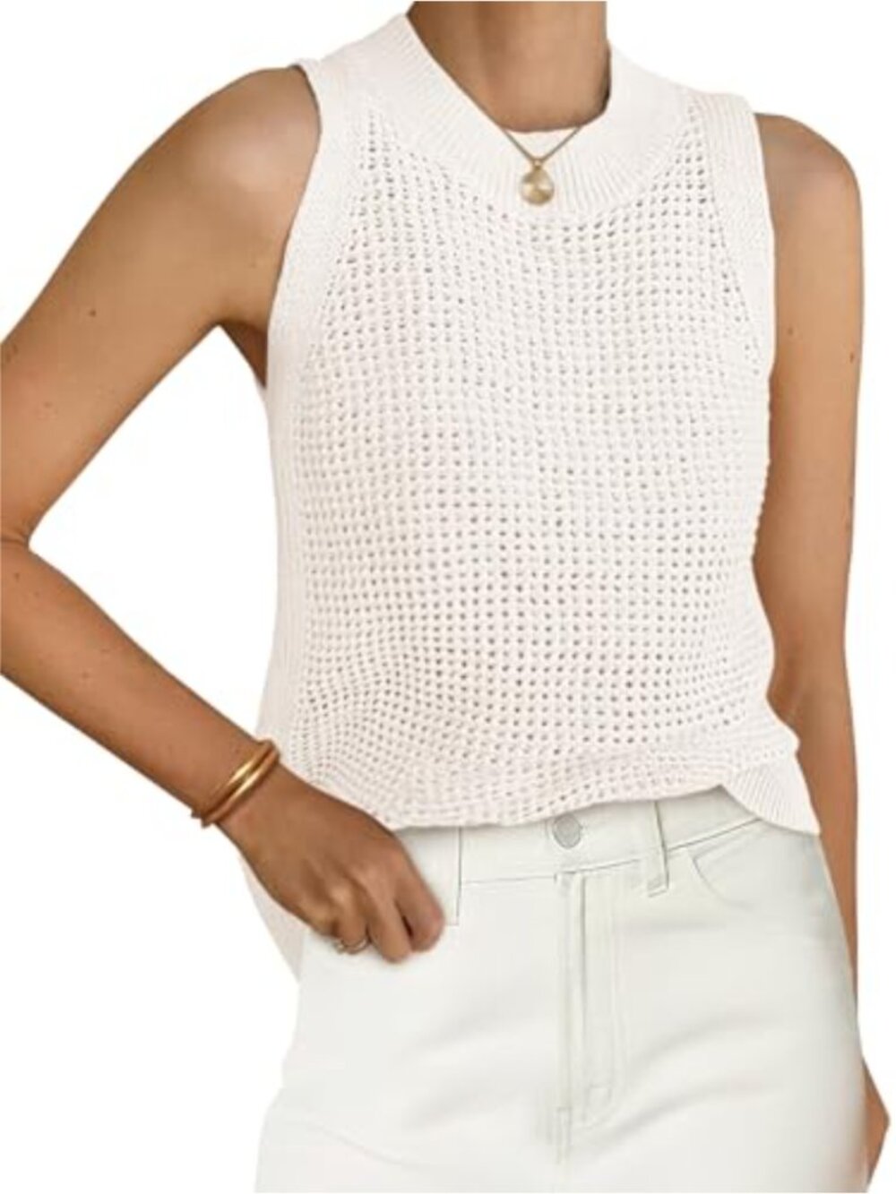 Crochet Tank Top Women Sleeveless Hollow Out Knit Summer Beach Cover Up